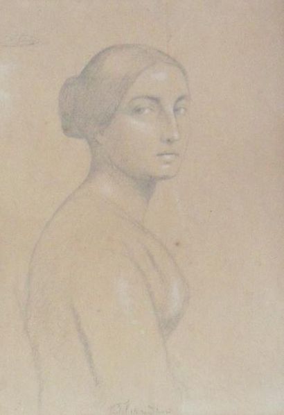 Hippolyte FLANDRIN (1809-1864) « Etude d'un portrait de jeune fille », Mine de plomb...