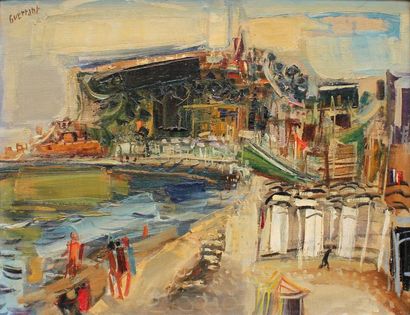 Roger GUERRANT (1930-1977) « Bord de mer », Huile sur toile, signée en haut à gauche,...