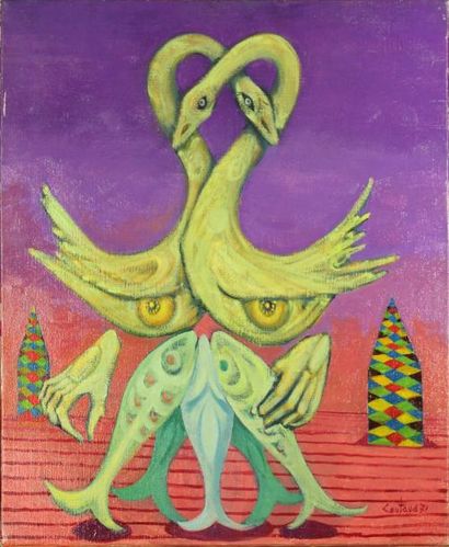 Lucien COUTAUD (1904-1977) « Agglomération », Huile sur toile, signée en bas à droite...