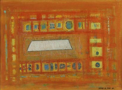 Seund Ja RHEE (né en 1918) « Composition -1960 », Gouache, signée et datée en bas...