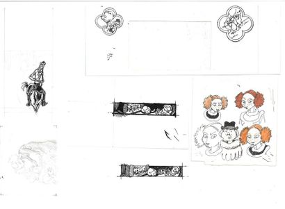 null F'MURRR "Robin des Pois à Sherwood" 6 dessins à l'encre, 1 calque et 3"strips"...
