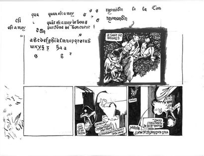 null F'MURRR "Robin des Pois à Sherwood" 6 dessins à l'encre, 1 calque et 3"strips"...