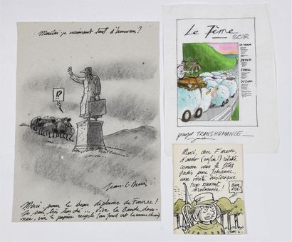 null Jean-Claude DENIS (né en 1951) Réunion de deux dessins en hommage à F'MURRR:...