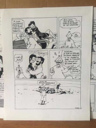 null F'MURRR "Tintin par F'murrr" 3 pl. à l'encre. 41 x 32,5 cm. On y joint le livret...