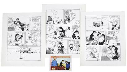 null F'MURRR "Tintin par F'murrr" 3 pl. à l'encre. 41 x 32,5 cm. On y joint le livret...