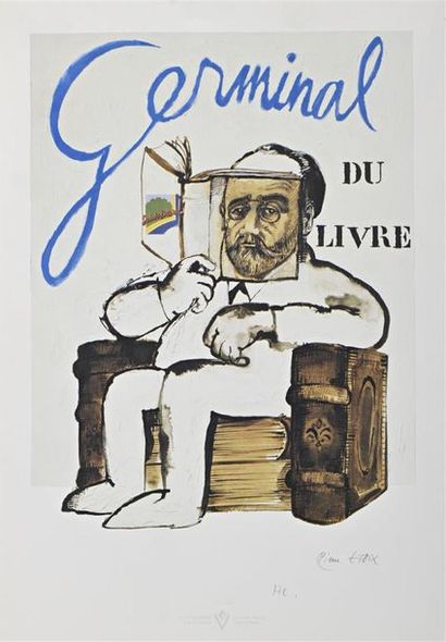 null Pierre ÉTAIX (1928-2016) "Germinal du livre" Sérigraphie sur papier rivoli éditée...