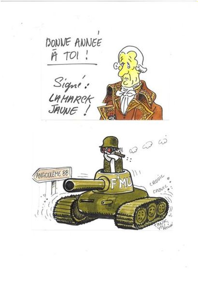 null René PETILLON (1945-2018) "Angoulême 88" Dessin aux feutres de couleur signé....