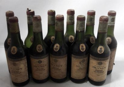 null 11 demi-bouteilles Château MEYNEY PRIEURE COULEYS 1961 (certaines en vidanges)...