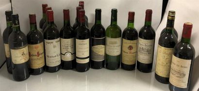 null 18 Bouteilles vin divers: MOUTON CADET, MEDOC, CANON, FRONSSAC, GRAVE, LALANDE...