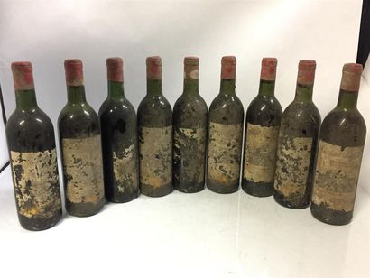 null 8 bouteilles Chateau Lafitte, 1ere cote de Bordeaux, 1959, étiquettes tachées...