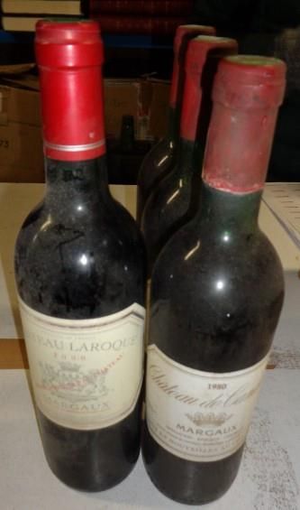 null 4 bts de Margaux: 3 chateau de Candale, Margaux 1980. 1 Chateau La Roque, Margaux,...