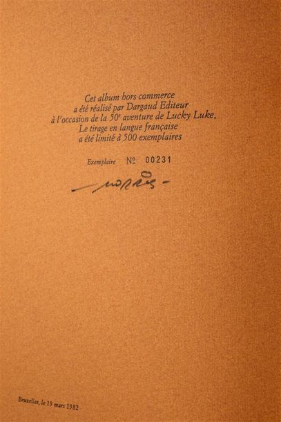 null MORRIS (1923-2001) X. FAUCHE et J. LETURGIE "Lucky Luke - Sarah Bernardt" Dargaud...