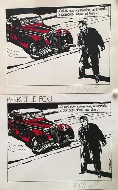 null Michel DUVEAUX 1951 "Pierrot le Fou" Estampe en noir et rouge, signée et n°...