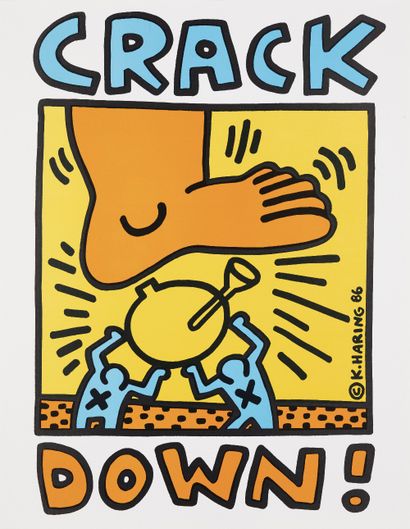  Keith Haring,
American 1958-1990,

Crack Down, 1986;

offset lithographic poster... Gazette Drouot