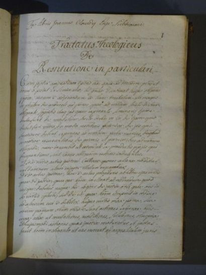 null THEOLOGIE. Tractatus theologicus. De restitutione. De contractibus. 1724.
Un...