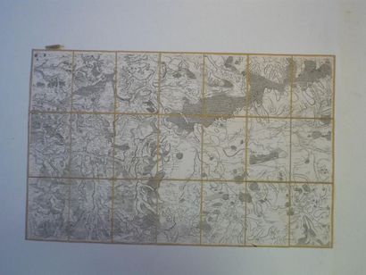null [AUXERRE] Carte entoilée d'Auxerre et sa région fin du XVIIIème siècle à Paris...