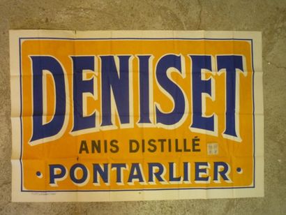 null Affiche Absinthe Deniset à Pontarlier, envoi timbré.80 x 120 cm. Légers accidents...