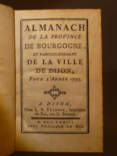 null [DIJON] Almanach de la province de Bourgogne et de la ville de Dijon, 1 vol...
