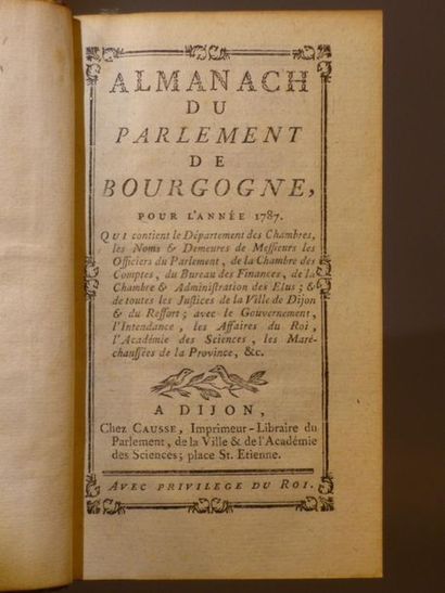 null [BOURGOGNE Almanach du parlement de Bourgogne pour l'année 1787, 1vol in-8 plein...