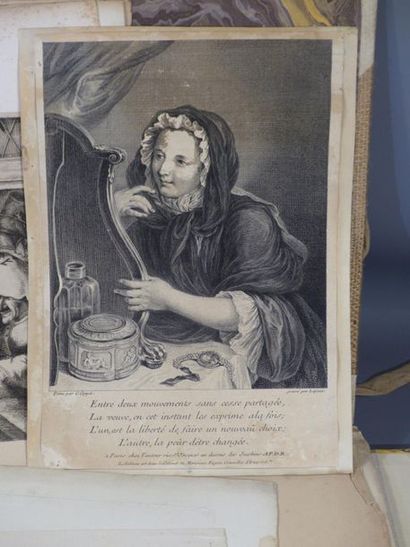 null BA : Portfolio de gravures des XVII-XVIII-et XIXème siècles, burins - eaux fortes-lithographies...