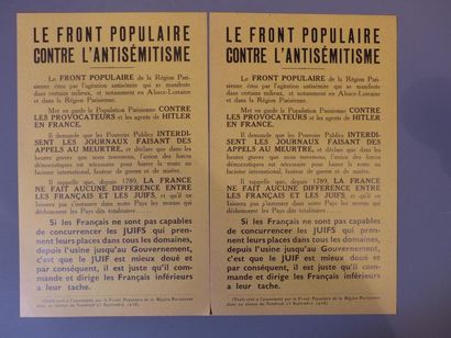 null [Politique] Réunion de 3 affiches de l' Action française et de tracts antisémites.Joint...