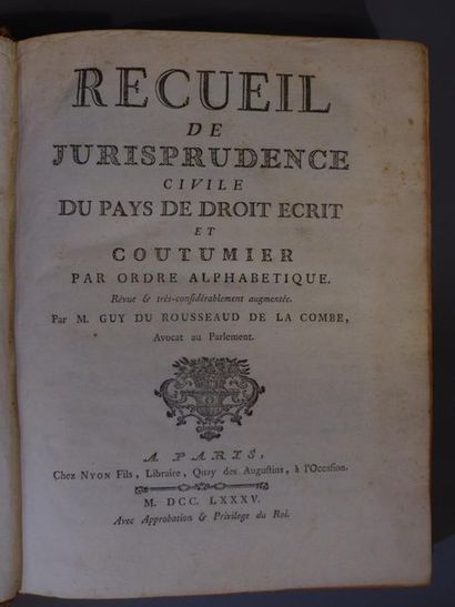 null [Droit] : Guy ROUSSEAU DE LA COMBE Recueil de jurisprudence civile du pays de...