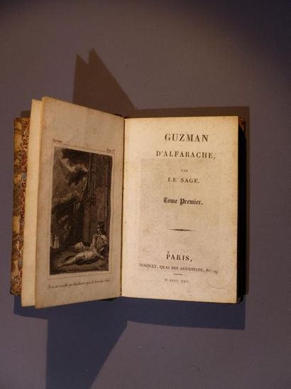 null L : Alain René LE SAGE, Histoire de Guzman d'Alfarache, 4 vol in-t12 demi maroquin...
