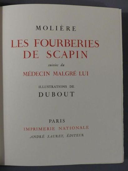 null L MOLIERE ill par DUBOUT, Oeuvres; 8 vol in-4 brochés et toilés sous emboîtages,...
