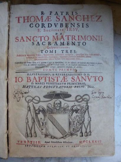 null [Religiosa] Tomás Sánchez (1550-1610), Les sacrements du mariage, 1 vol in-folio...
