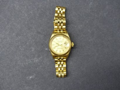 ROLEX Oyster Perpetual Lady Rolex datejust de femme vers 1980. Bracelet en or 18...