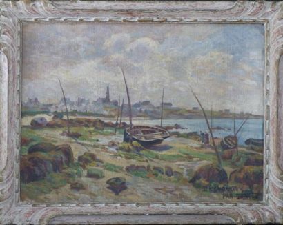 Ecole du XIXe, Pays breton, huile sur toile, Ecole française du XIXème siècle, Pays...