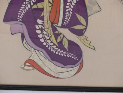 JAPON. Deux peintures à l'encre et couleur JAPON, XXème siècle
Deux peintures à l'encre...