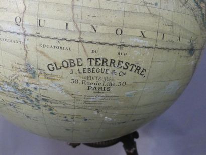 Mappemonde globe terrestre LEBÈGUE Mappemonde globe terrestre LEBÈGUE et Cie éditeurs,...