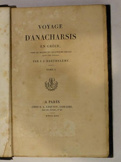 Abbé JJ BARTHELEMY L : Abbé Jean-Jacques BARTHELEMY, Voyage du jeune Anacharsis en...