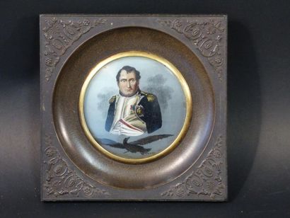 Napoléon Ier à l'aigle Portrait de Napoléon Ier à l'aigle, Miniature sur verre dans...