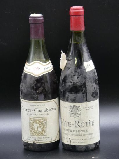 null Lot de 2 bouteilles comprenant 1 bouteille de COTE ROTIE Cote blonde 1988 (Niveau...