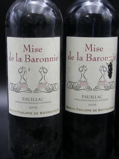 null Lot de 4 bouteilles comprenant 3 bouteilles de PAUILLAC MISE DE LA BARONNIE...