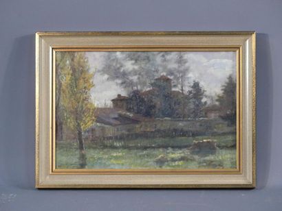 Paysage; Ecole française du XIXème siècle, Paysage, huile sur toile, Signé en bas...