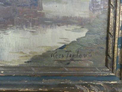 Kees TERLOUW (1890-1948) huile sur toile Kees TERLOUW (1890-1948) barque sur rivière,...
