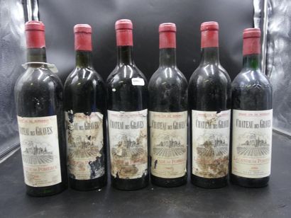 null 18 bouteilles de CHATEAU DES GRAVES Domaine Lalande de Pomerol 1988. Accidents...