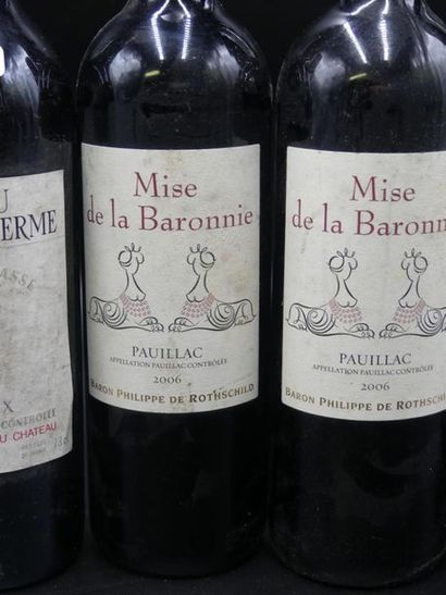 null Lot de 6 bouteilles comprenant 3 bouteilles de MISE DE LA BARONNIE Pauillac...