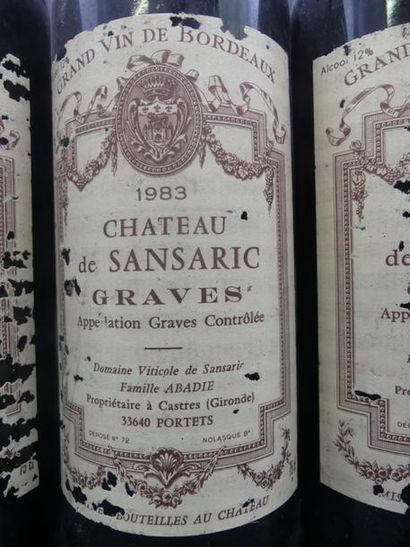 CHATEAU DE SANSARIC 1983. 3 bouteilles de CHATEAU DE SANSARIC 1983. Et. abimées,...