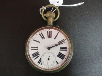 Montre chronographe XIXe Montre chronographe en métal marqué Argentan. Cadran blanc...