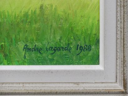 Tableau André LAGARDE Ecole chatillonaise du XXe siècle " Cerisiers en fleurs" huile...
