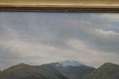 Paysage Ecole française du XIXème siècle, Paysage animé, huile sur toile. Dimensions...