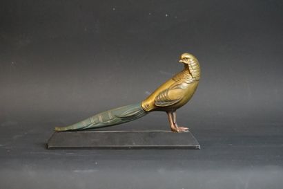 Alexandre KELETY Alexandre KELETY (1918-1940), "Faisan doré", bronze patine dorée,...