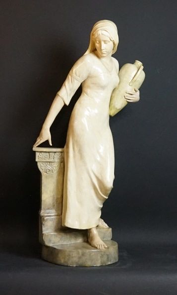 Friedrich GOLDSCHEIDER Friedrich GOLDSCHEIDER (1845-1897) Femme à l'Amphore, céramique....