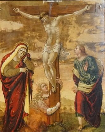 Ecole flamande du XVIème siècle, Crucifixion Ecole flamande du XVIème siècle, Crucifixion,...