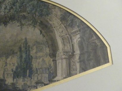Paysage de ruines Ecole française du XIXème siècle, Paysage de ruines, aquarelles...