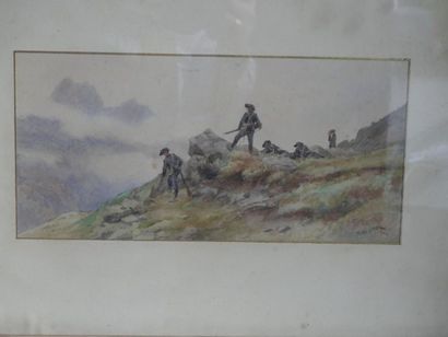 Pierre COMBA Pierre COMBA (1859-1934) Halte des chasseurs alpins, aquarelle sur papier,...